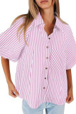 Short Puff Sleeve Button Down Blouse