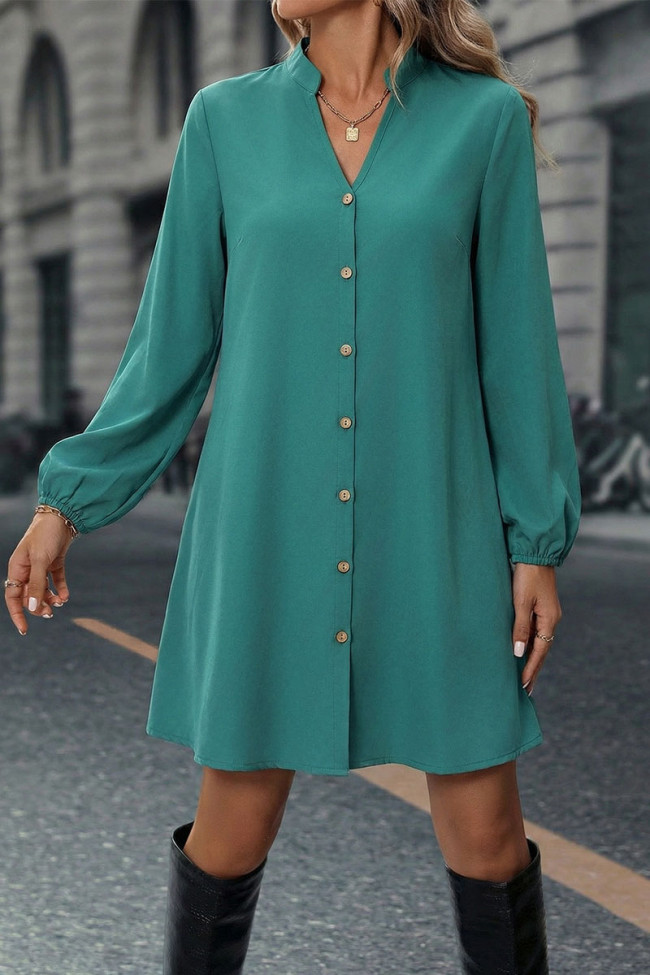 Long Sleeve Solid Color Cardigan Dress
