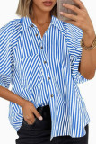 Short Puff Sleeve Button Down Blouse