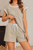Color Block Crew Neck 2 Piece Set 