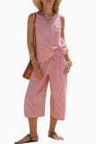 Crew Neck Sleeveless Top Length Pants 2 Piece Set