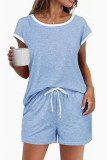 Color Block Crew Neck 2 Piece Set 