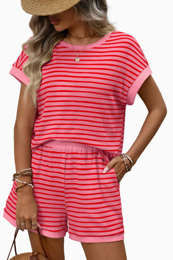  Summer Crew Neck Short Sleeve 2 Piece Set