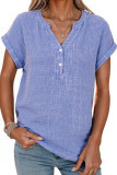 V-neck Button Short Sleeved Pure Cotton Shirt