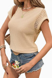 Waffle Knitted Lace Short Sleeved T-shirt