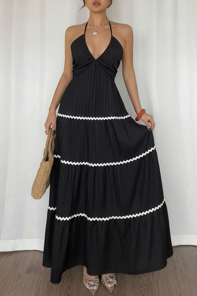 Summer Sleeveless V-Neck Halter Swing Dress