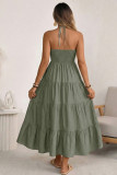 Spring Summer Solid Color Halter Vacation Maxi Dress