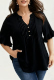 Plus Size V Neck Ruffle Short Sleeve Blouse