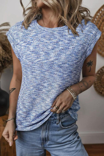 Waffle Round Neck Loose Short Sleeved Sweater