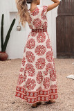 New Retro Vacation Geometric Floral Print Dress