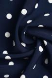 French Style Polka Dot Waist-Cinched Maxi Dress