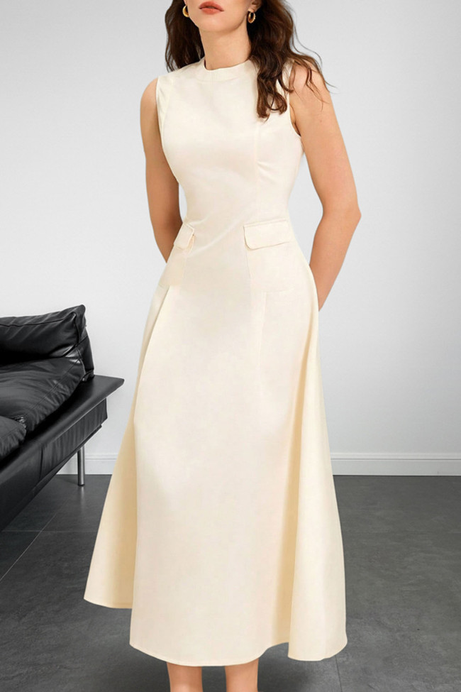 Summer Elegant Sleeveless A-Line Swing Maxi Dress 