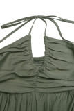 Spring Summer Solid Color Halter Vacation Maxi Dress