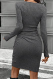 Fashion Knitted Slim Long Sleeve Dress