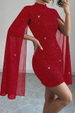 Sequined Round Neck Slim Fit Bodycon Dress