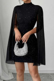 Sequined Round Neck Slim Fit Bodycon Dress