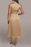 Hot Sale Tie Waist Satin V-Neck Dress