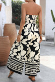 Floral Print Tie-Up Bustier Backless Jumpsuit