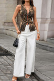 New Washed Sleeveless Casual Tie Waist Denim Vest 