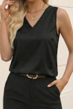 Fashion Satin V-Neck Sleeveless Top