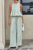 Ruffled Sleeveless Top Pants Two-piece Set