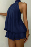 Backless Halter Waist Cinched Mini Dress