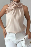 Petal Collar Hanging Neck Slim Fit Sleeveless Shirt