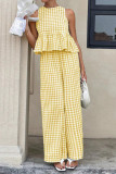 Ruffled Sleeveless Top Pants Two-piece Set