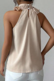 Petal Collar Hanging Neck Slim Fit Sleeveless Shirt