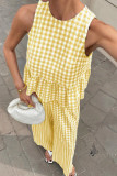 Ruffled Sleeveless Top Pants Two-piece Set