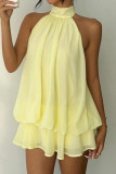 Backless Halter Waist Cinched Mini Dress