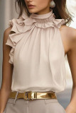 Petal Collar Hanging Neck Slim Fit Sleeveless Shirt