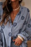 Embroidered Striped Long Sleeved Shirt
