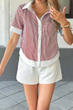 POLO Collar Striped Short Sleeved Shirt