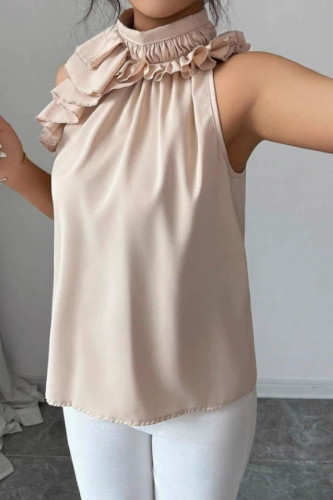 Petal Collar Hanging Neck Slim Fit Sleeveless Shirt