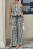Ruffled Sleeveless Top Pants Two-piece Set