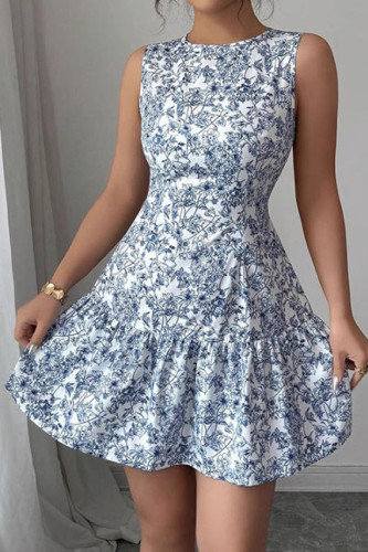 Floral Print Vintage Sleeveless Dress