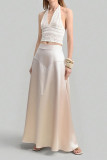 Satin Solid Color Loose Straight Skirt