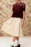 Mesh Embroidered Lace Round Neck Velvet Shirt