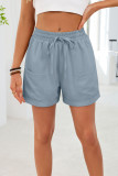 Solid Color Pocket Elastic Waist Loose Shorts