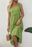 Solid Color Cotton and Linen Camisole Dress