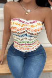 Strapless Sleeveless Gradient Floral Vest