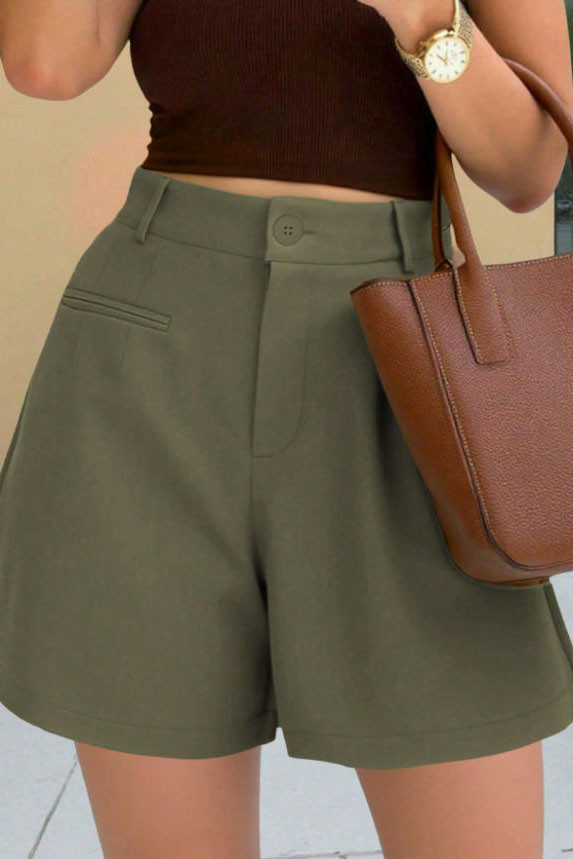High Waisted Loose Solid Color Straight Leg Pants
