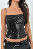 Solid Color Sequin Camisole Sleeveless Vest