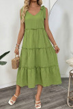 Solid Color Cotton and Linen Camisole Dress