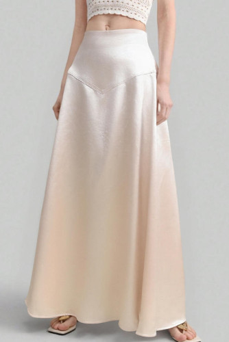 Satin Solid Color Loose Straight Skirt