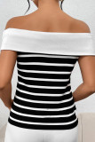 Striped Off Shoulder Knitted Sweater