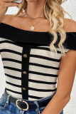 Striped Off Shoulder Knitted Sweater