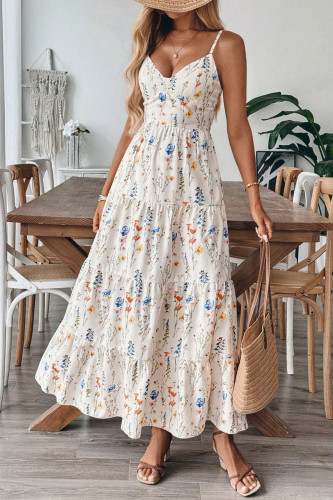 Sleeveless V-neck Waist Cinched Camisole Dress