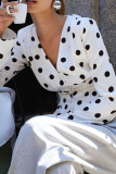 V-neck Polka Dot Long Sleeved Shirt